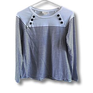 Navy & white striped long-sleeve t-shirt